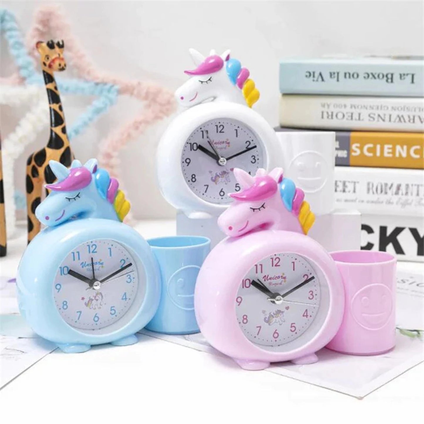 Unicorn Alarm Clock with Pen Stand