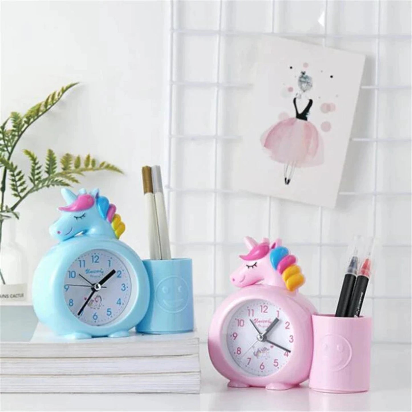 Unicorn Alarm Clock with Pen Stand